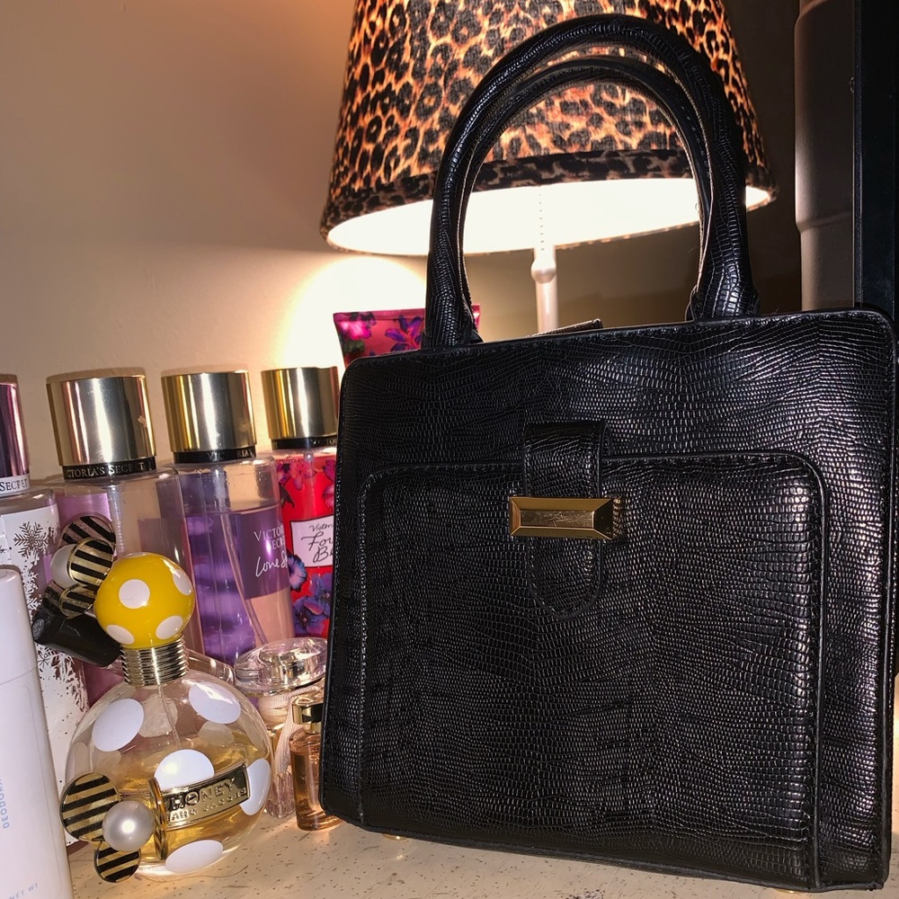Mini black leather handbag